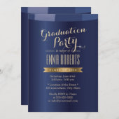 Einladungen zur Blue Graduation Party mit dem Gold (Vorne/Hinten)