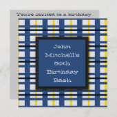 Einladungen zur Blue Kariert Birthday Party (Vorne/Hinten)