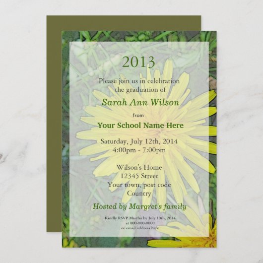 Einladungen zur Blume von Sommerleuchten (Vorne/Hinten)