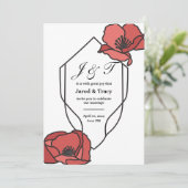 Einladungen zur Blumenhochzeit Rote und Rosa Pflau (Stehend Vorderseite)