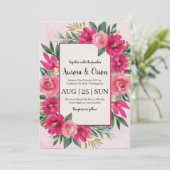 Einladungen zur botanischen Hochzeit in Rosa (Stehend Vorderseite)