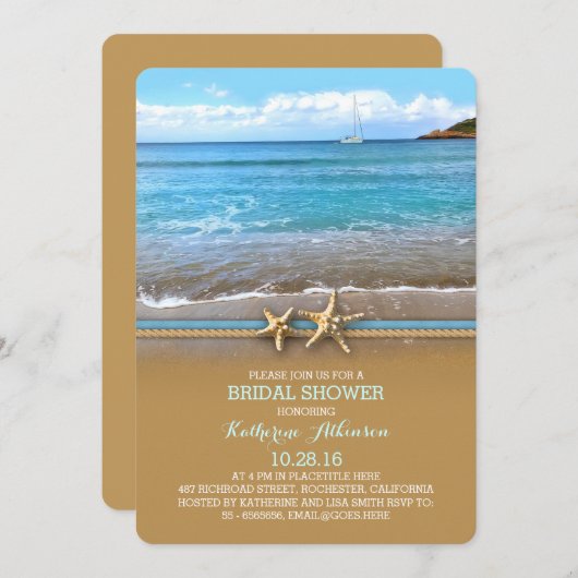 Einladungen zur Brautdusche am Strand (Vorne/Hinten)