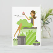 Einladungen zur Brautdusche {Brünette Briden} (Stehend Vorderseite)