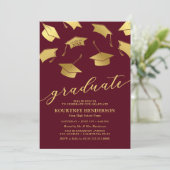 Einladungen zur Burgund Gold Graduation Party (Stehend Vorderseite)