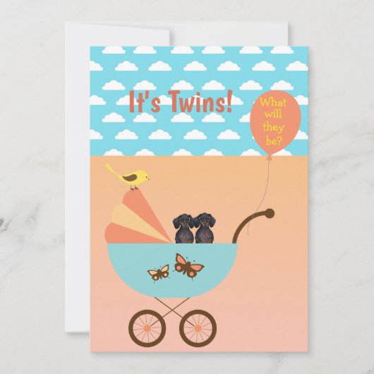 Einladungen zur Dackel des Party von zwei Geschlec (Vorderseite)