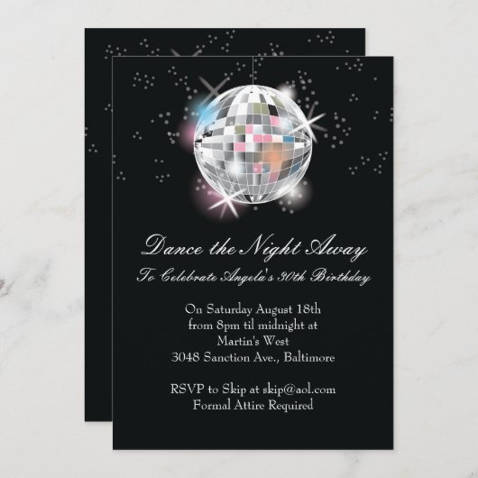 Einladungen zur Disco Ball (Vorne/Hinten)