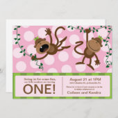 Einladungen zur ersten Geburtstagspartei der Zwill (Vorne/Hinten)