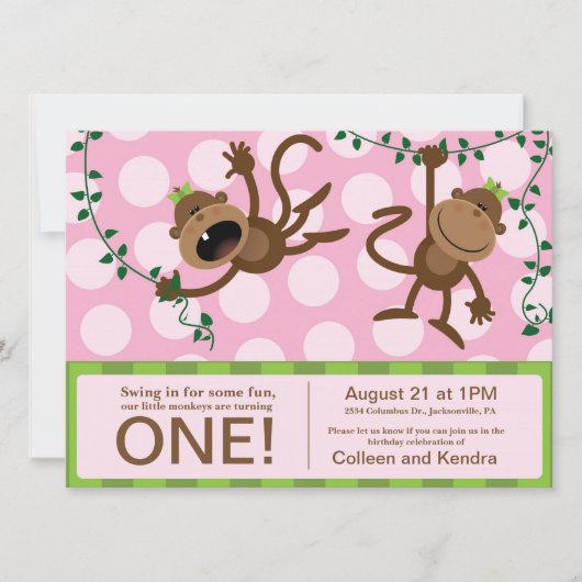 Einladungen zur ersten Geburtstagspartei der Zwill (Vorderseite)