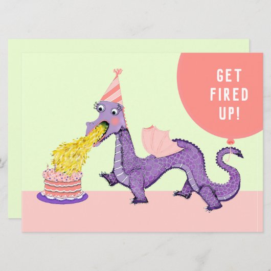 Einladungen zur Geburtstagsfeier von Girl's Dragon (Vorne/Hinten)