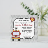 Einladungen zur Geburtstagspartei bei Feuerwehrfah (Stehend Vorderseite)