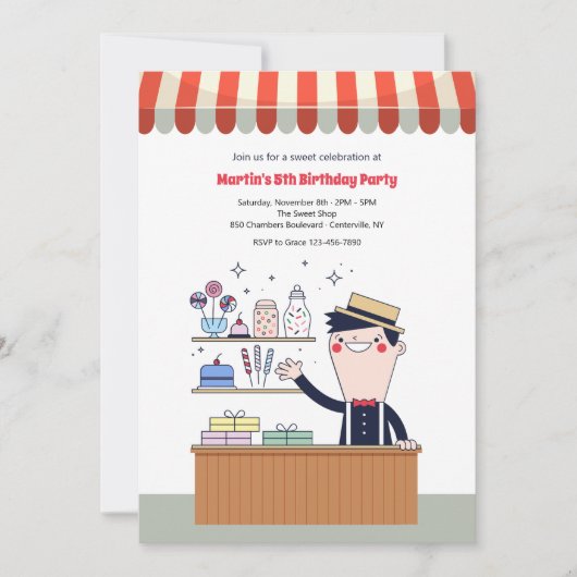 Einladungen zur Geburtstagspartei von Candy Man (Vorderseite)