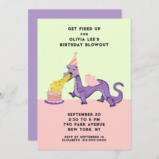 Einladungen zur Geburtstagspartei von niedlich Dra (Vorne/Hinten)