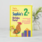 Einladungen zur Geburtstagspartei von Rooster Anim (Stehend Vorderseite)