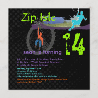 Einladungen zur Geburtstagsparty der Zip Line