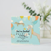 Einladungen zur Geburtstagsparty illustrierter Kin (Stehend Vorderseite)