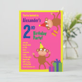 Einladungen zur Geburtstagsparty von Affen-Kid (Stehend Vorderseite)