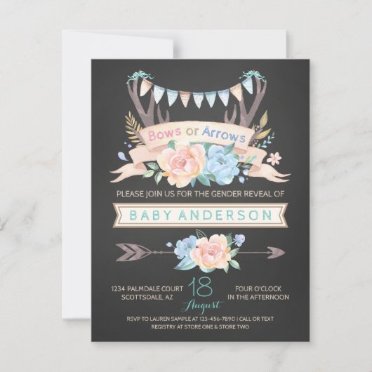 Einladungen zur Genderoffenbarung bei Stammesantle (Vorderseite)