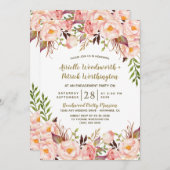 Einladungen zur Gold Blush Pink Peony (Vorne/Hinten)