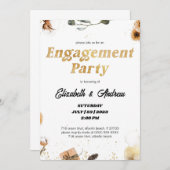 Einladungen zur Gold Floral Christmas Engagement (Vorne/Hinten)