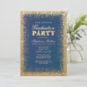 Einladungen zur Gold & Glitzer Graduation Party -  (Stehend Vorderseite)