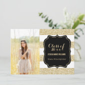 Einladungen zur Gold Glitzer Graduation Party (Stehend Vorderseite)