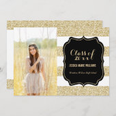Einladungen zur Gold Glitzer Graduation Party (Vorne/Hinten)