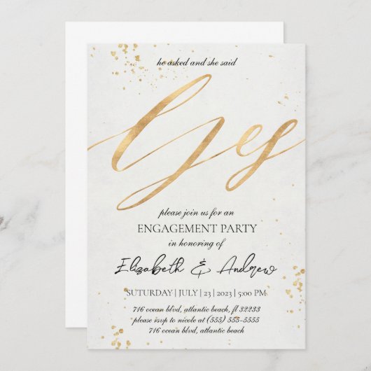 Einladungen zur Gold Weihnachts-Engagement-Partei (Vorne/Hinten)