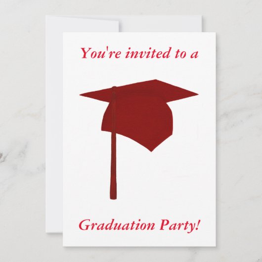 Einladungen zur Graduation Party, Red Cap & Tassel (Vorderseite)