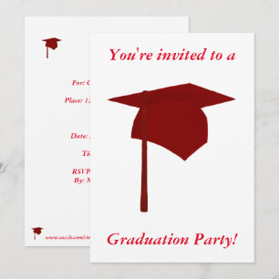 Einladungen zur Graduation Party, Red Cap & Tassel