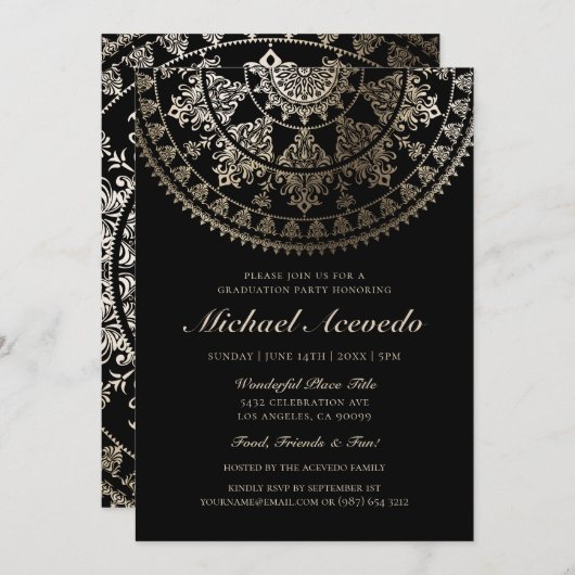 Einladungen zur Graduiertengruppe | Eleganter Gold (Vorne/Hinten)