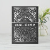 Einladungen zur Graduierungspartei Silver Foil Fot (Stehend Vorderseite)