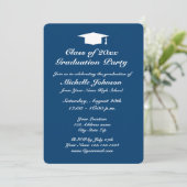 Einladungen zur Graduierungsparty 2024 in blau-wei (Stehend Vorderseite)