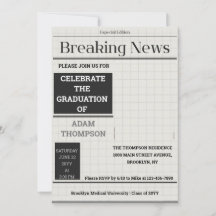 Einladungen zur Graph Paper Newspaper Graduation P