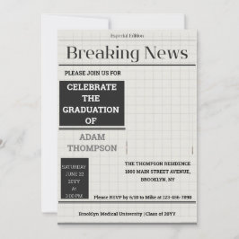 Einladungen zur Graph Paper Newspaper Graduation P