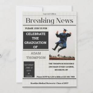 Einladungen zur Graph Paper Newspaper Graduation P