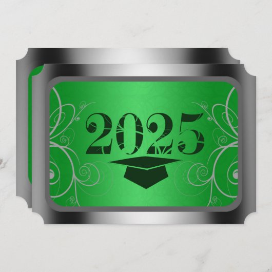 Einladungen zur Green & Silver Frame Graduation Pa (Vorne/Hinten)
