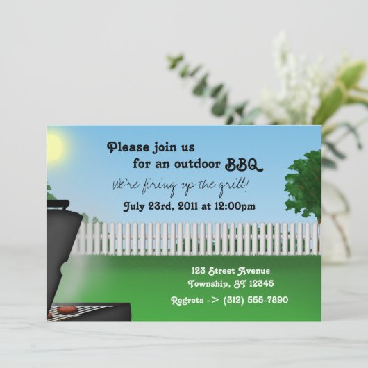 Einladungen zur GRILLEN im Sommer im Hinterhof (Stehend Vorderseite)