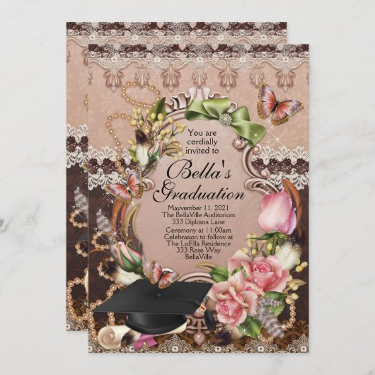 Einladungen zur Hochschulbildung für Mädchen (Vorne/Hinten)