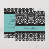 Einladungen zur Hochzeit Aquamarin Schwarz-weiße D (Vorne/Hinten)