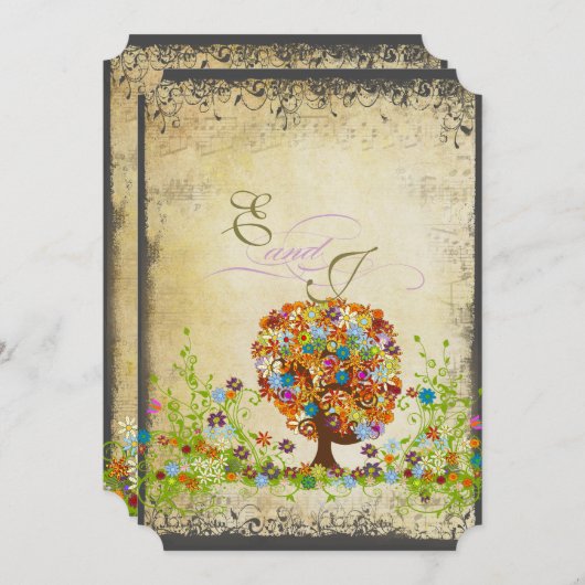 Einladungen zur Hochzeit der verzauberten Waldzwei (Vorne/Hinten)