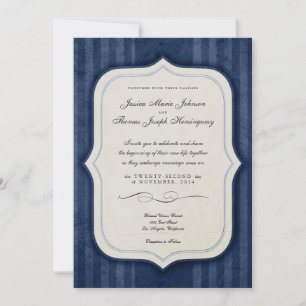 Einladungen zur Hochzeit der Vintagen Charm Navy