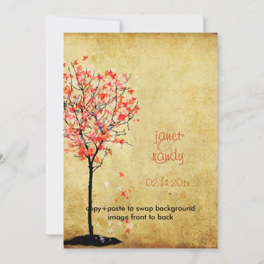 Einladungen zur Hochzeit im Herbst/Blätter für rot (Vorderseite)