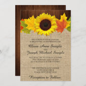 Einladungen zur Hochzeit im Herbst mit Sonnenblume (Vorne/Hinten)