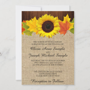 Einladungen zur Hochzeit im Herbst mit Sonnenblume