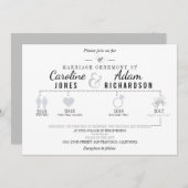 Einladungen zur Hochzeit in Light Gray Timeline (Vorne/Hinten)
