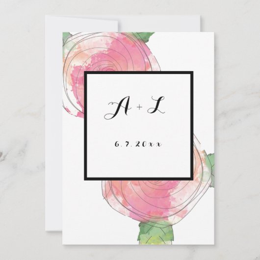 Einladungen zur Hochzeit in Rose (Vorderseite)