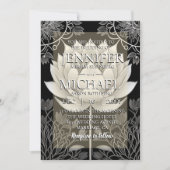 Einladungen zur Hochzeit in Schwarz-Weiß-Lotus (Vorderseite)