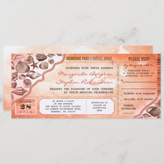 Einladungen zur Hochzeit in Urlaubsort (Vorne/Hinten)