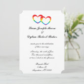 Einladungen zur Hochzeit "Rainbow Double Hearts" (Stehend Vorderseite)