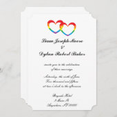 Einladungen zur Hochzeit "Rainbow Double Hearts" (Vorne/Hinten)